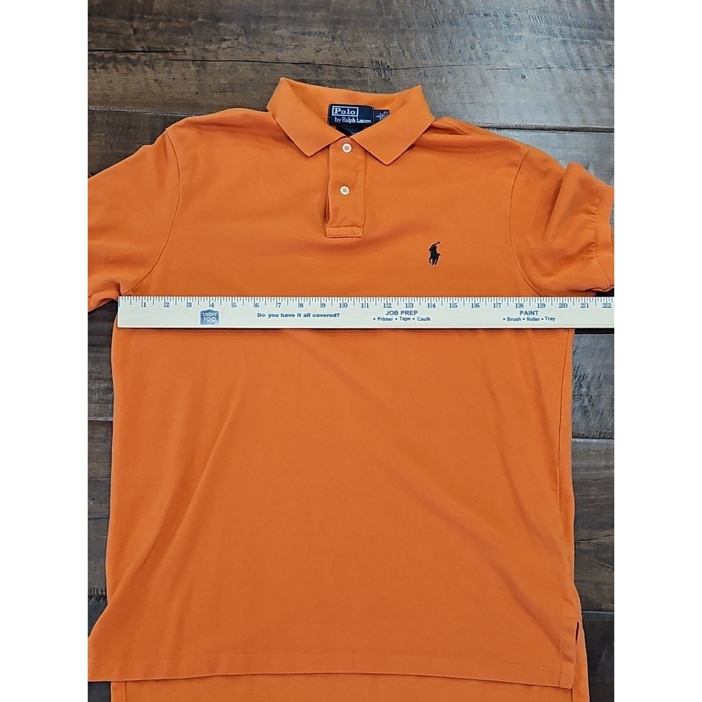 Polo Ralph Lauren Mens Custom Fit Polo Shirt Olive ORANGE Black Pony Size L - Picture 7 of 12